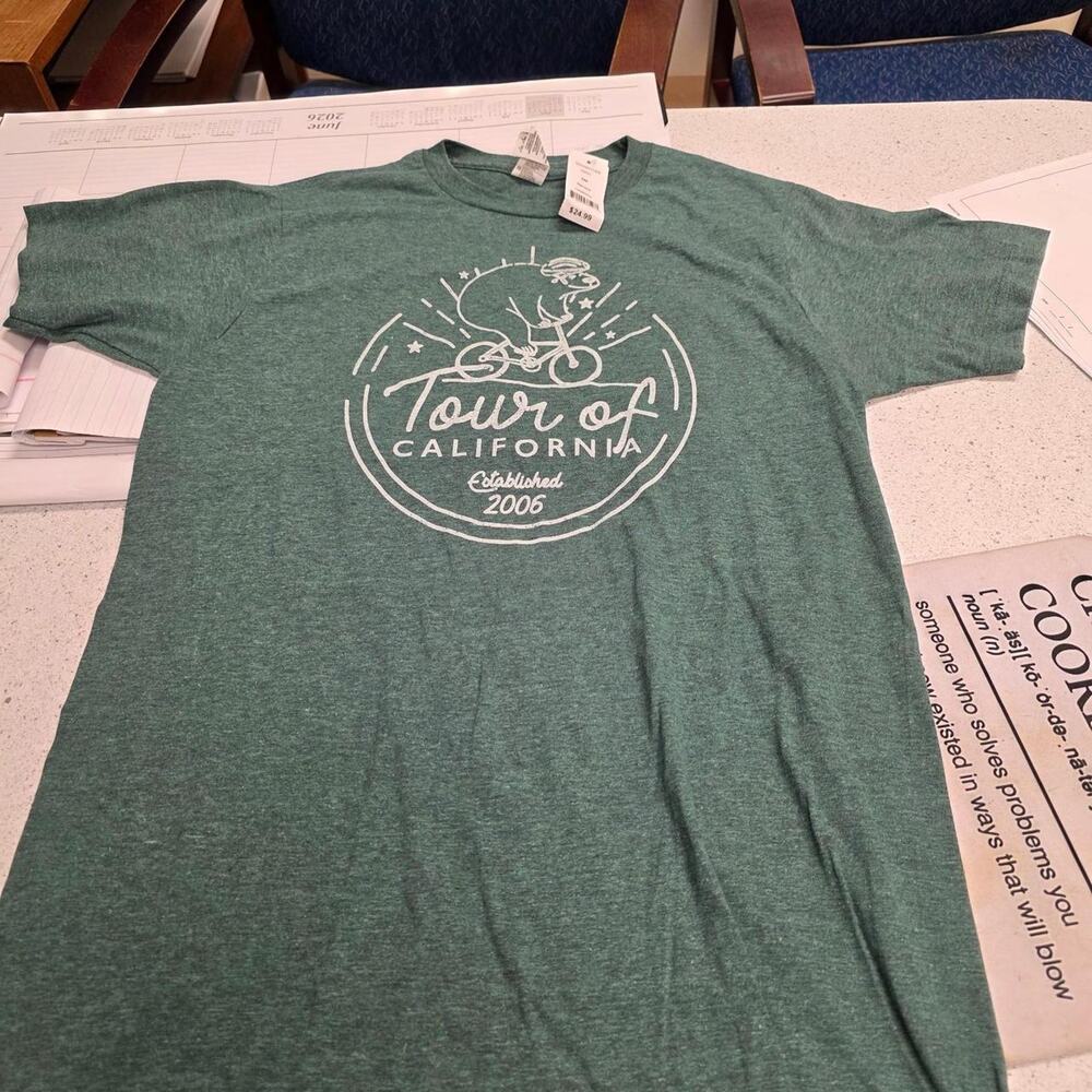 Green tour of california cotton t-shirt Size Small